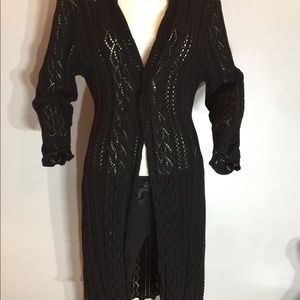 Lauren Ralph Lauren black crochet long tunic sz XL